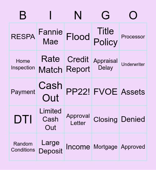 PP22 Bingo Card