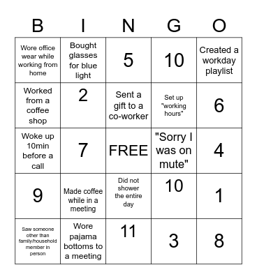 Test Bingo Card