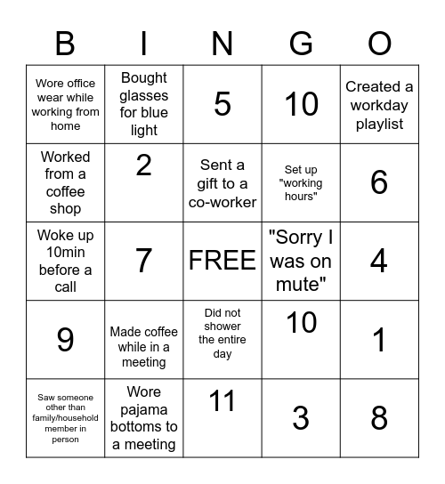 Test Bingo Card