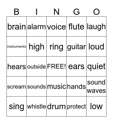 What's That Sound Bingo Card