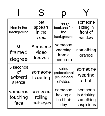 I SPY... BINGO Card