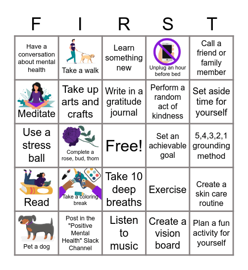 Mental Health Awareness Bingo Card