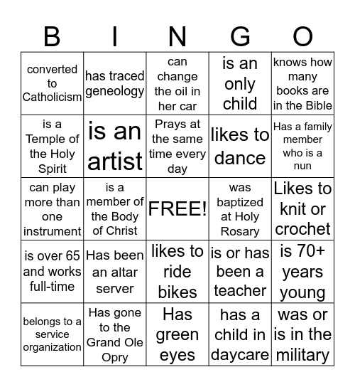 In Celebration of Women Bingo Card