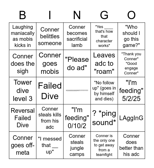 Conner Bingo Card