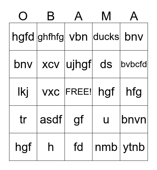 Executive Branch Bingo Card