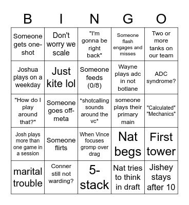 Everyone Else Bingo Card