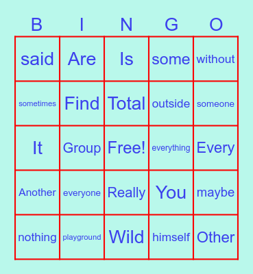 Sight Word Bingo! Bingo Card