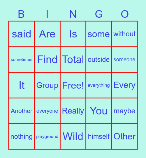 Sight Word Bingo! Bingo Card