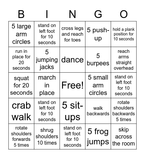 PE BINGO Card