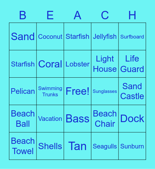 Beach Bingo! Bingo Card