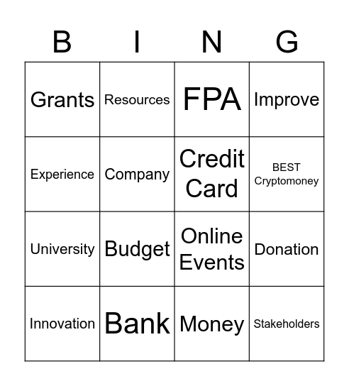 Treasurer Bingo Card