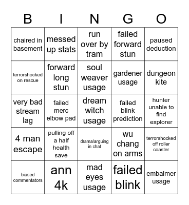 coa 4 bingo baybee Bingo Card