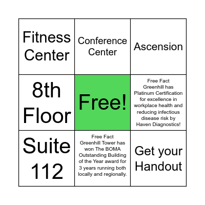 Greenhill Tower Bingo Card