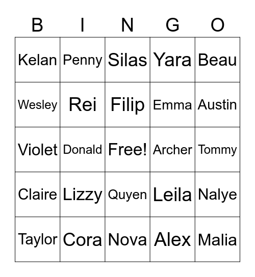 Mrs. Shoemaker's Class Bingo Card