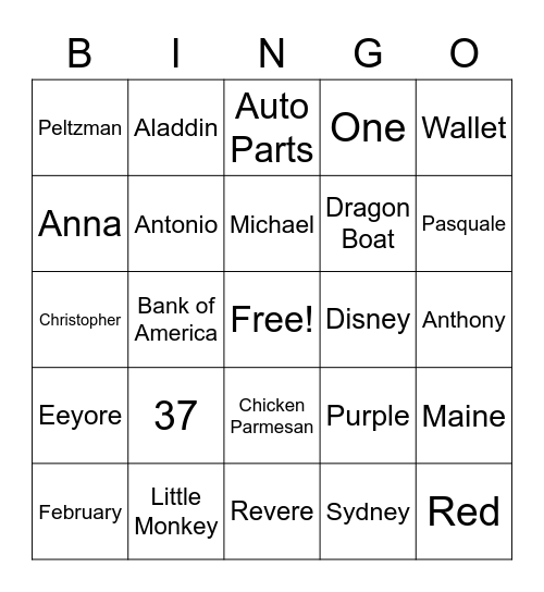 Untitled Bingo Card