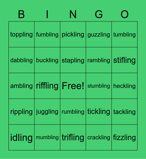 Cle + ing Bingo Card