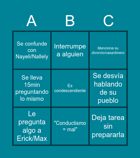 Clase de Dzul Bingo Card