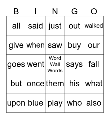 Treasures Unit 4 Word Wall Words Bingo Card