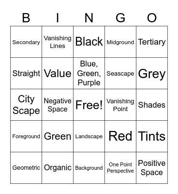 Art Bingo Card