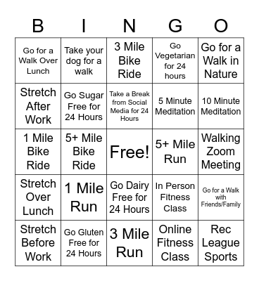 Spring In Your Step Fitness Bingo Card