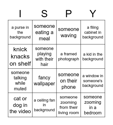 I SPY... Bingo Card