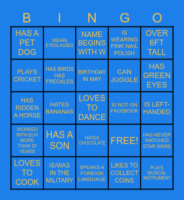 PEOPLE BINGO Card