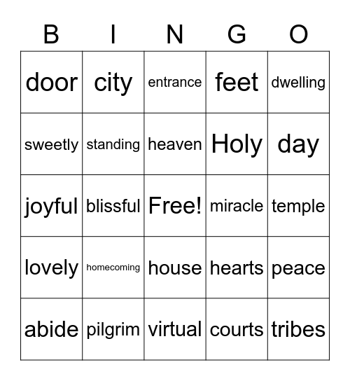 May 2 Worship Bingo  (Listen for words during worship and check them off when you hear them)  Just for fun - no prizes Bingo Card