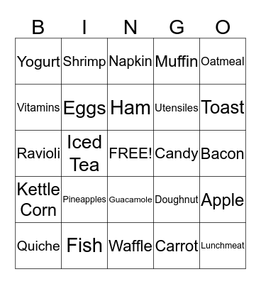 Grocery Bingo Card
