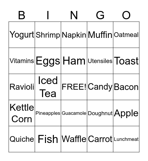 Grocery Bingo Card
