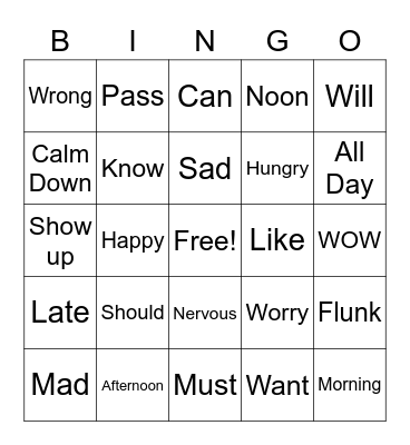 ASL Bingo Card