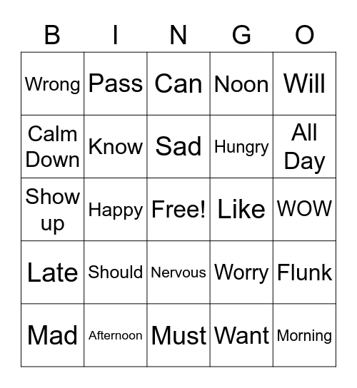 ASL Bingo Card