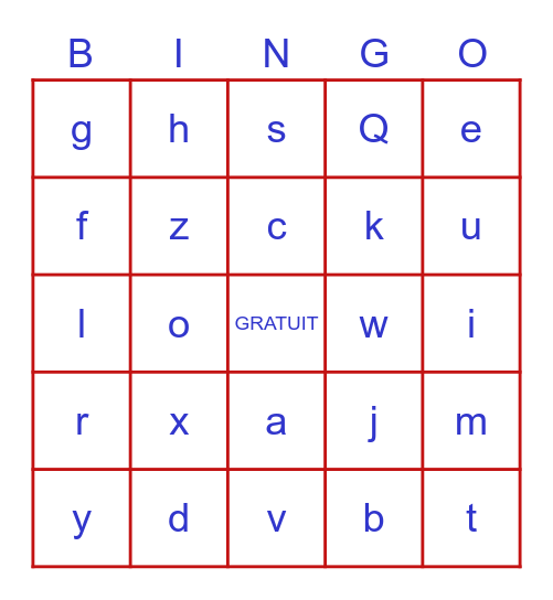 Alphabet Bingo Card