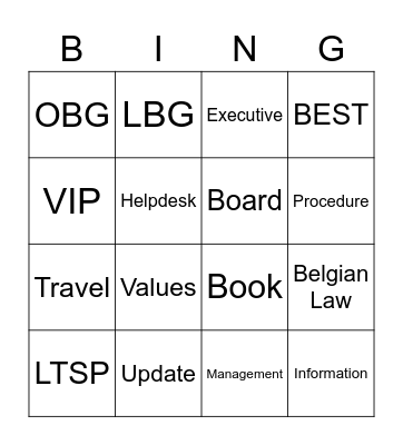 Secretary Bingo Card