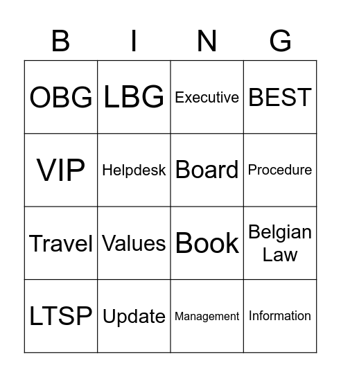 Secretary Bingo Card