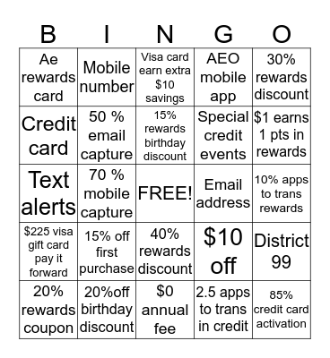 Loyalty Bingo Card
