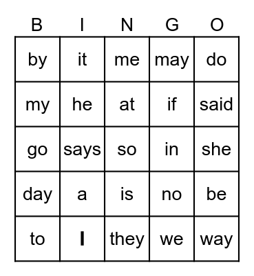 Letter Sounds Bingo Card