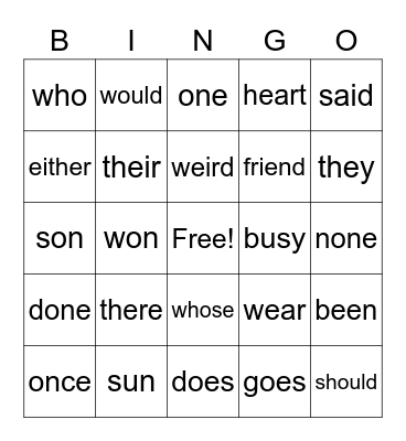 Jailbird Bingo Card