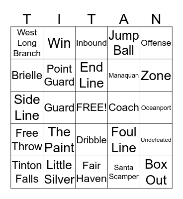 Titan Bingo Card