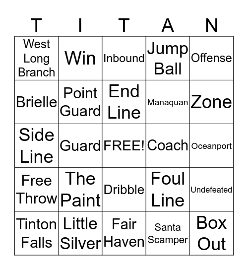 Titan Bingo Card