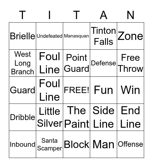 Titan Bingo Card