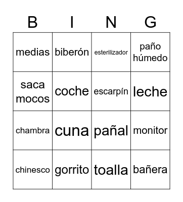Baby shower de Violeta Bingo Card