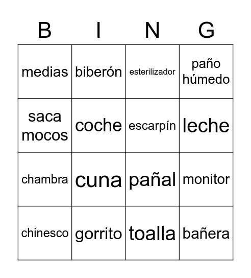 Baby shower de Violeta Bingo Card