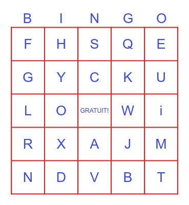 Alphabet Bingo Card