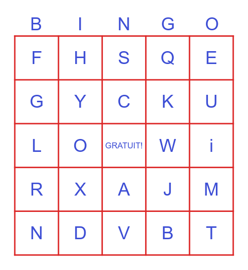 Alphabet Bingo Card
