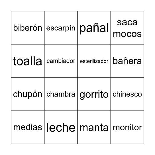 Baby shower de Violeta Bingo Card