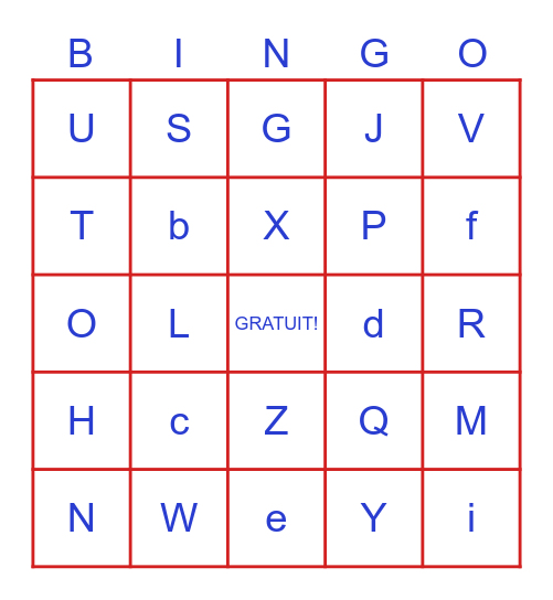 Alphabet Bingo Card