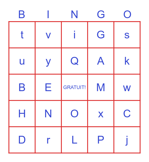 Alphabet Bingo Card