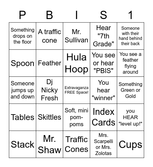 EXTRAVAGANZA Bingo- Minute To Win-It! Bingo Card