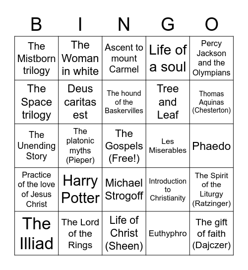 Núro's books Bingo Card