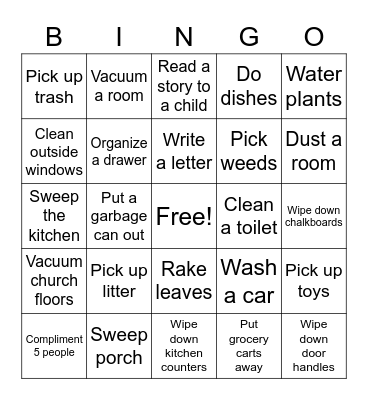 Service Bingo Card